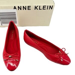 Anne Klein Luci Red Ballet Flats Bow Cap Toe iFlex Dressy Shoes 6M NIB